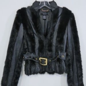Genuine Black Leather with faux fur jacket